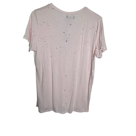 Michael Lauren Pink Distressed Ziggy V Neck Tee size large womens NWT t-shirt - Picture 4 of 8